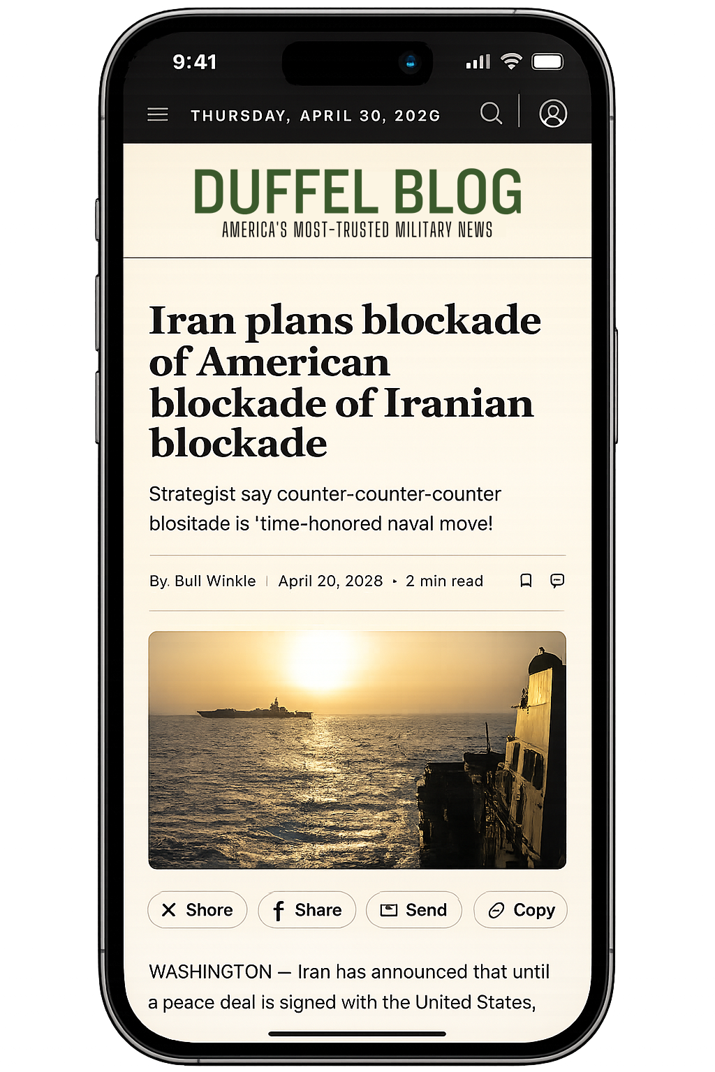 Duffel Blog signup preview