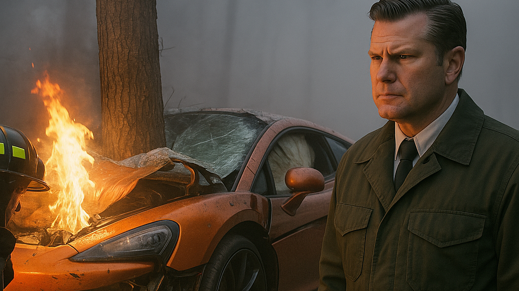 Hegseth blames fog of war after wrapping car around tree